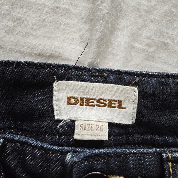 Diesel Vintage Y2K Low Rise Denim Mini Skirt Size 26 Back Slit Dark Wash - Picture 5 of 8